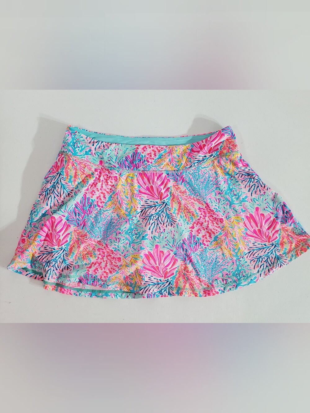 Lilly Pulitzer Med Pink & Aqua Coral Reef Golf Pickleball Tennis Skort